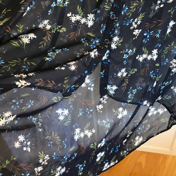 MAUVE Floral Tunic Babydoll Semi Sheer Blouse High Low Hem Women’s Plus Size 2X - Picture 6 of 16